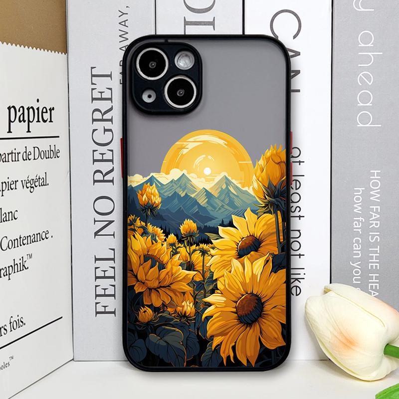 Чехол для телефона "Горная лесная деревня" для IPhone 13 12 Mini 16 15 11 14 Pro Max 7 8 Plus SE X XS Ударопрочный чехол Пейзаж с подсолнухами