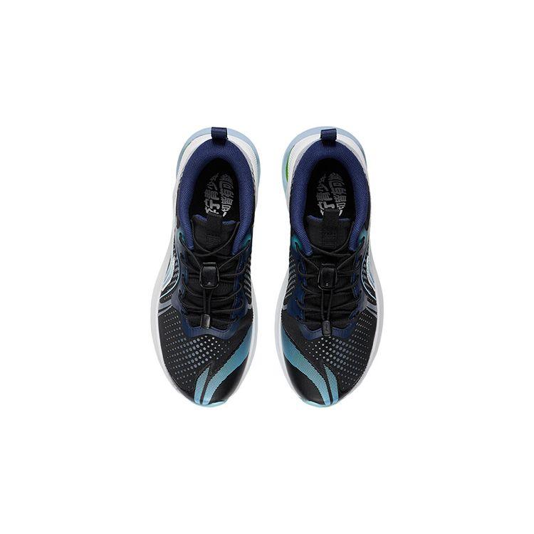 Li Ning Comfortable Versatile Non-Slip Shock Absorbing Durable Rebound Low-Top Running Shoes Kids Sneakers Black Blue YKFS002-5
