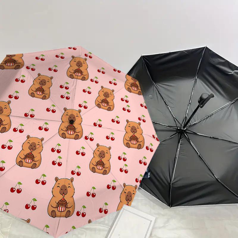1PC Kangaroo Cherry Umbrella-8-Rib Reinforced, Automatic Open, Lightweight & Durable, Cute Fashion Accessory for Outdoor-T323