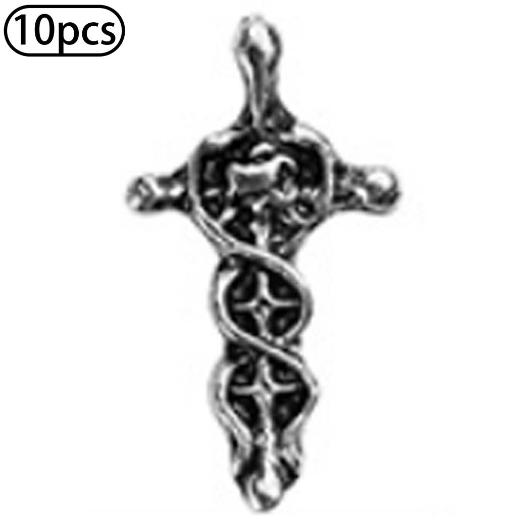 10Pcs Halloween Nail Charms Decorations 3D Metal Alloy Skull Cross Vintage Punk Style Nail Art Charms for DIY Manicure Nail Design Art Supplies