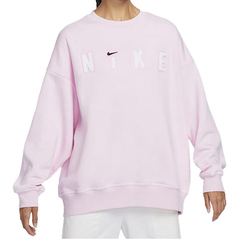 Nike As W Nsw Cozy Flc Os Crew Neck Casual Loose American Retro Sweatshirt Women sweatshirt Pink FV4012-663