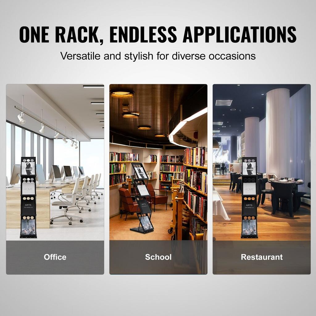 Foldable Magazine Display Rack 4 Pocket Brochure Literature Display Stand