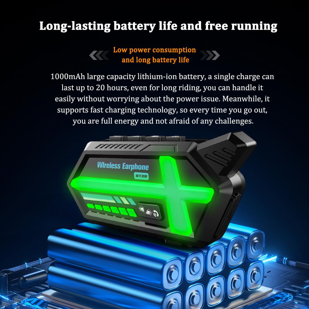 BT26 Motorcycle Helmet Intercom System 500m Range Waterproof Bluetooth Communication Headset