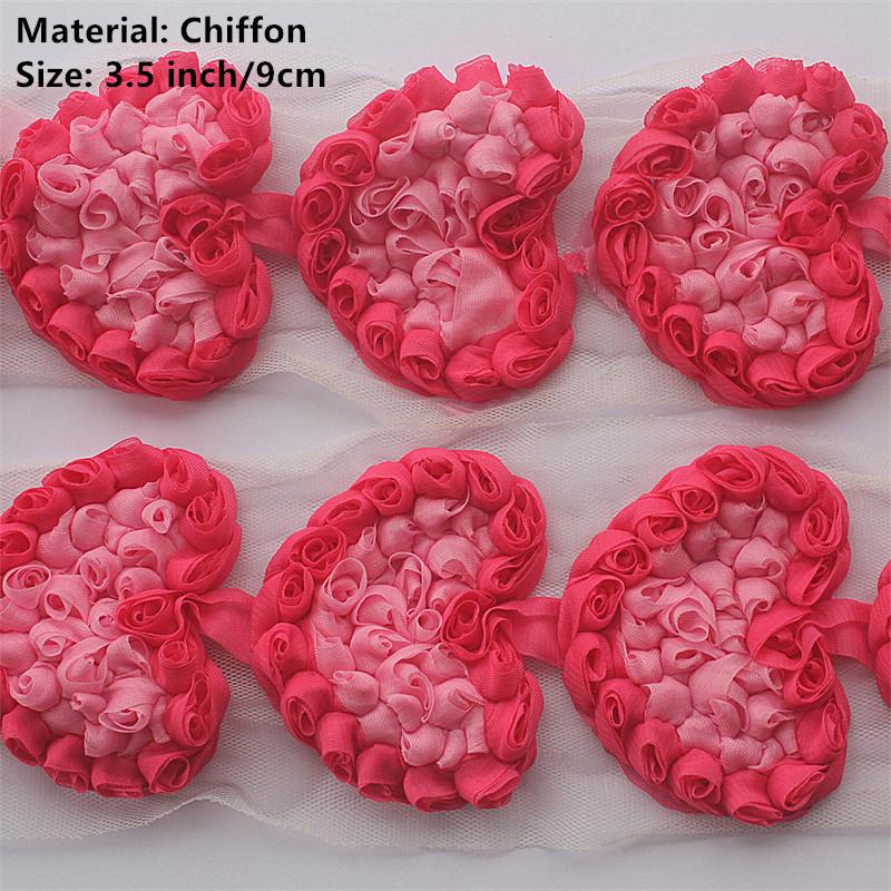 20 шт. Большие шифоновые розы в форме сердца, нашивки для DIY, одежда для маленьких девочек, платье, ромпер, рубашки, швейные украшения, материалы для бантов для волос
