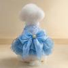 Pet Dress Dogs Cats Blue Galaxy Tulle Wedding Gown Princess Style