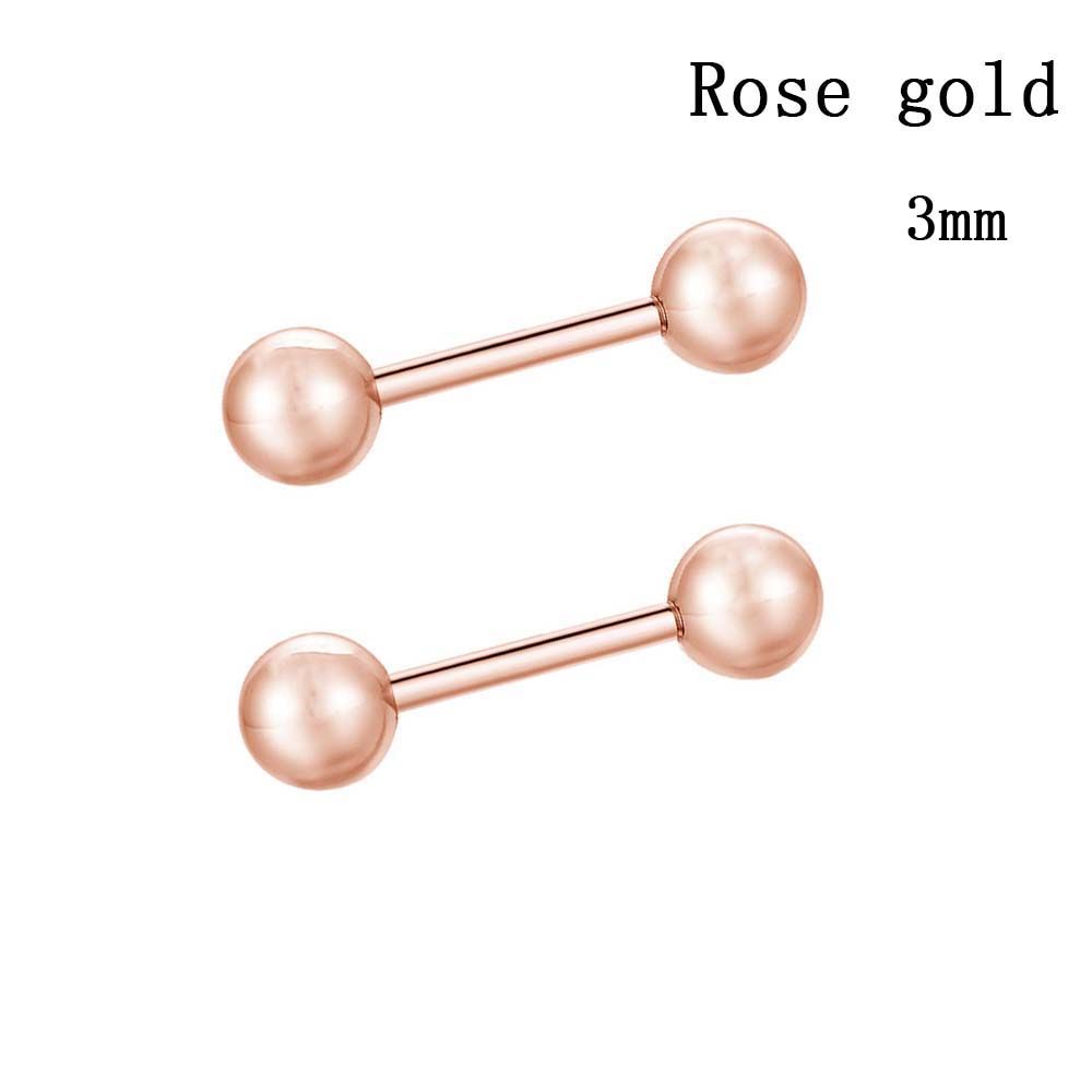 Girls Barbell Gold Round Studs Women Stud Earrings Stainless Steel Ball Fashion Jewelry Earrings