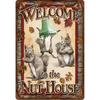DOGNNAK Welcome To The Nut House Squirrels Humor Metal Sign 16 3/4" X 12" Rustic Multicolored Animal Decorative Sign