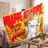 Kylian Mbappe Personalized Fleece Blanket With Football Logo, Custom Name Text Soft Warm Home Throw Blanket