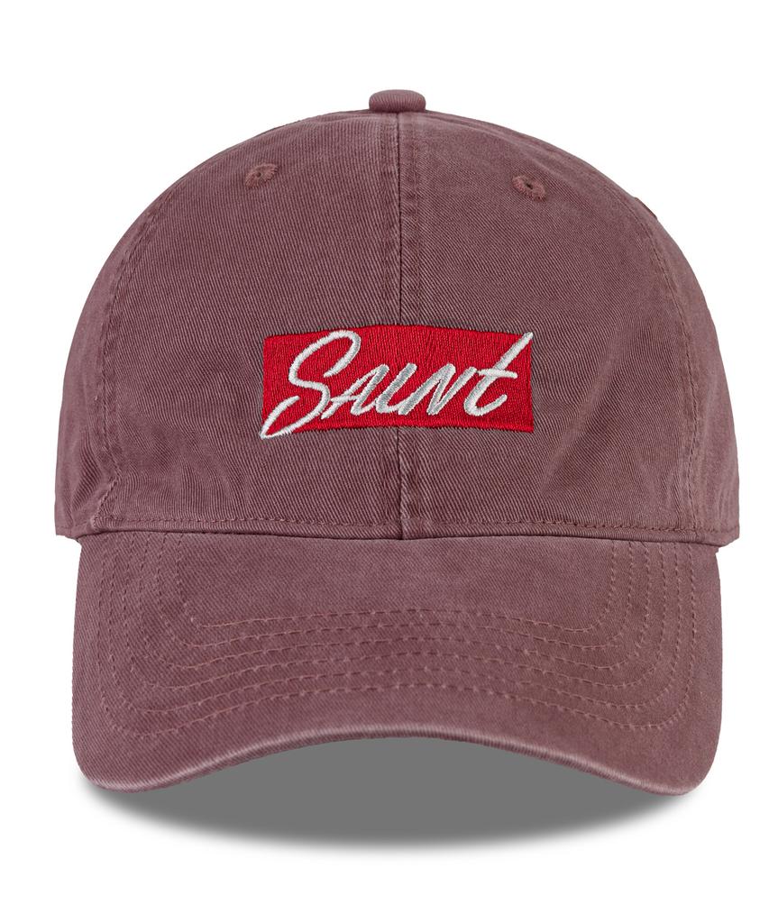 Кепка-бейсболка Wig Saint с логотипом Box Logo, вымытая катионовым способом - Бордовый