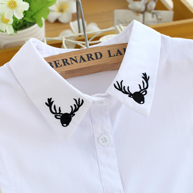 Мужской и женский детский воротник с изображением оленя, хлопковый детский воротник рубашки, однотонный поддельный воротник, маленький размер, поддельный воротник B236