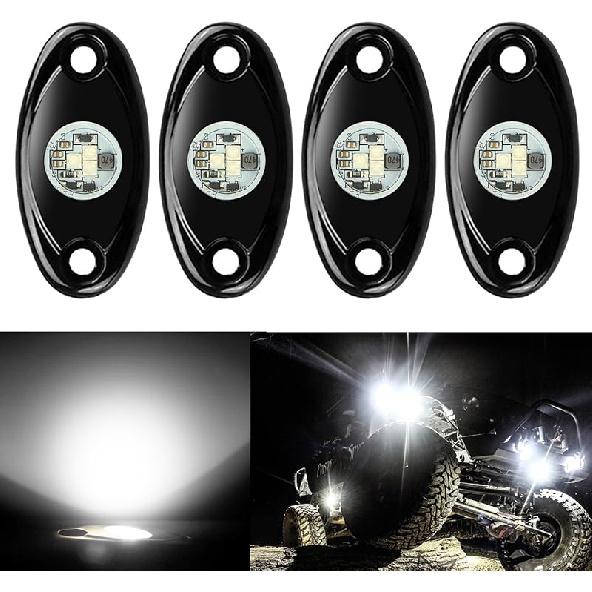 2 Pods LED Rock Lights, Ampper Waterproof LED Neon Underglow Light For Car Truck ATV UTV SUV Offroad Boat Underbody Glow Trail Rig Lamp (White)