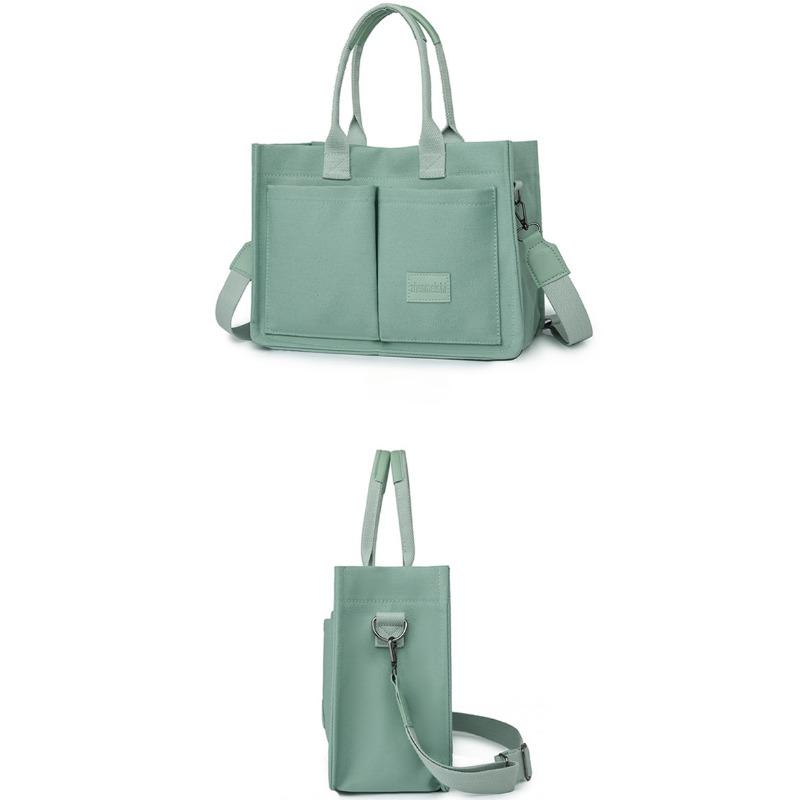 Холщовая сумка для женщин, вместительная сумка с несколькими карманами, модная сумка с диагональным ремнем, сумка с широким плечевым ремнем, сумка-тоут