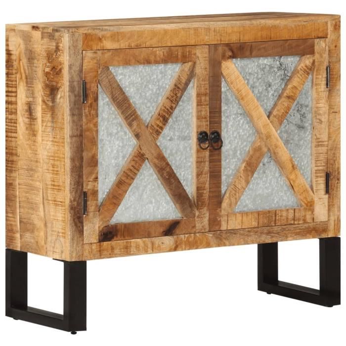 VidaXL Buffet 80x30x71 Cm Solid Raw Mango Wood and Metal 355842