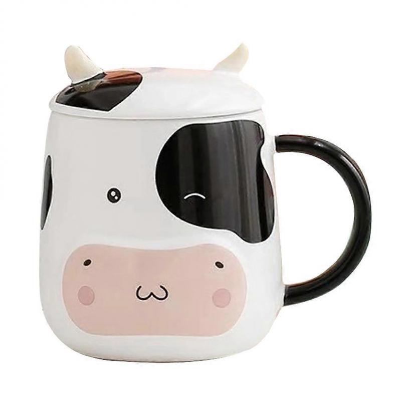Tea Coffee Cup in Cow Pattern Ceramic Material 450ml for Family Gatherings 1 Set