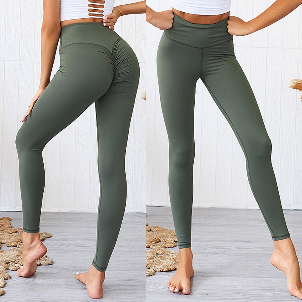 Fashion Womens Solid Sport Leggings Casual Elastic High Waist Fitness Yoga Pants