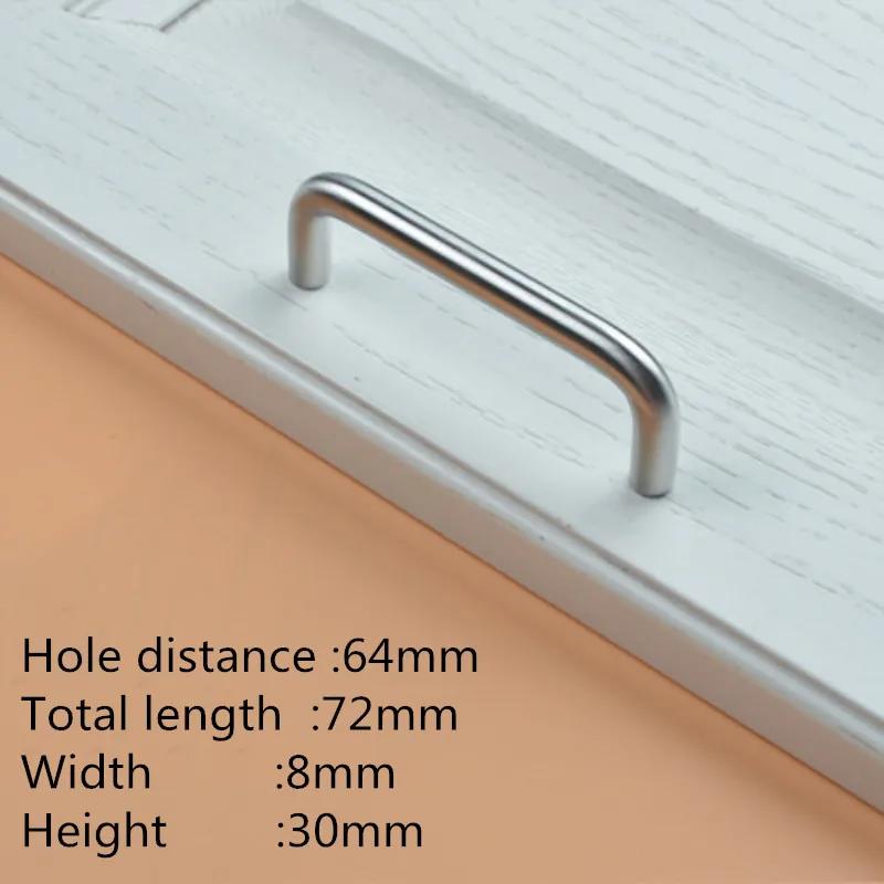 2pc Stainless Steel U Type Door Handles Dresser Knobs Kitchen Cabinet Knobs and Handles for Furniture Hardware Diameter 8mm