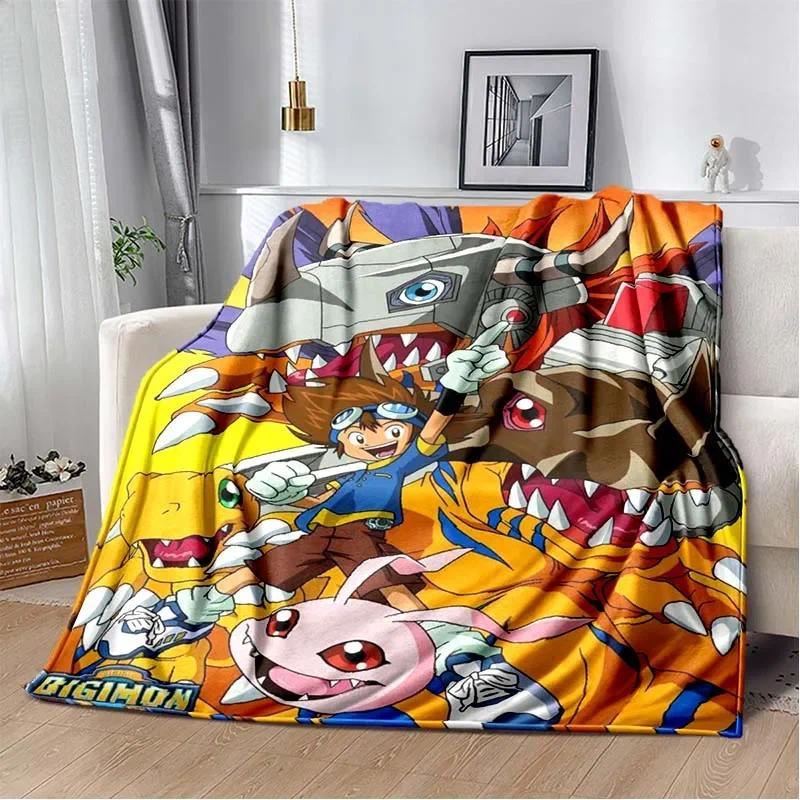 Digimon Детская Зона Мультяшный Принт Одеяло Модное Мягкое Уютное Гостиная Спальня Диван Кровать Пикник Одеяло Подарок На День Рождения