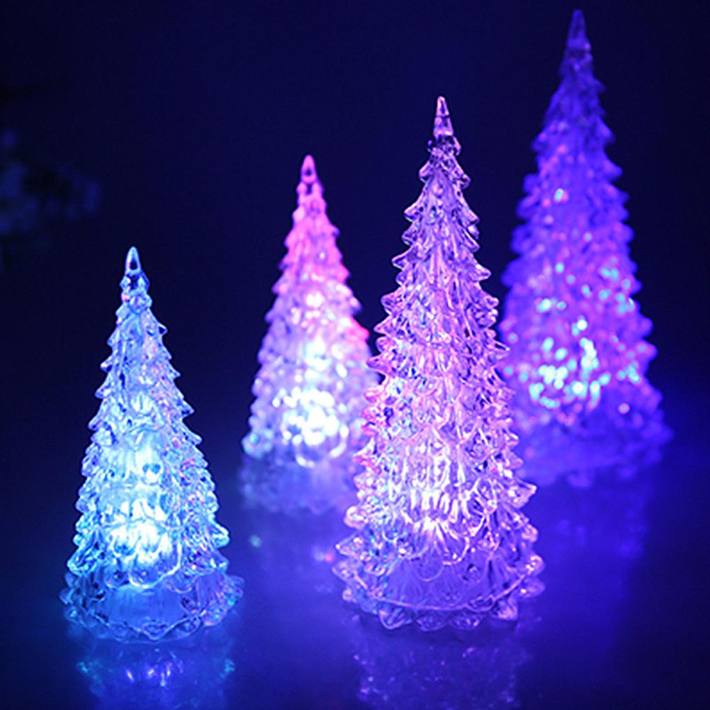 LED Crystal Mini Christmas Tree Night Light Lamp Color Changing Christmas Night Lamp Home Decor
