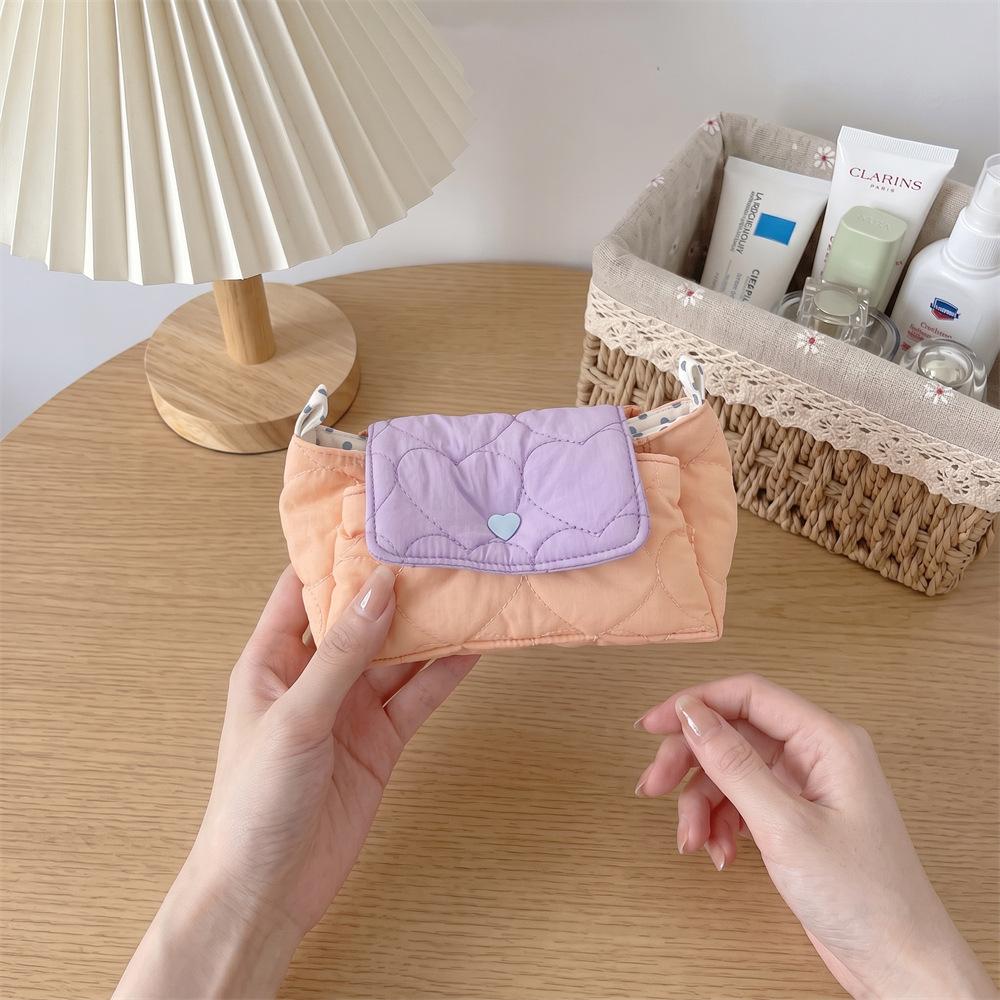 Korean Quilted Love Storage Bag Portable Coin Purse CCD Camera Bag Lipstick Skin Care Product Storage Bag