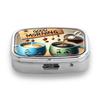 Portable Pill Box with 2 Compartments, Mini Metal Medicine Organizer Case, Cute Printed Pill Container for Vitamins, Pills, Jewelry, Travel, Daily Use
