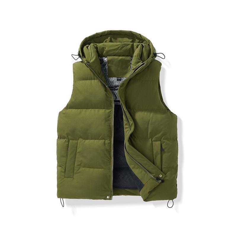 Зимний холодный и теплый однотонный жилет с капюшоном из высококачественного пухового хлопка для мужчин и женщин, повседневный модный утолщенный