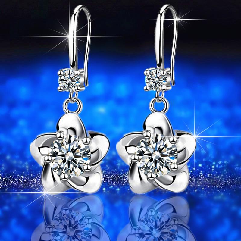 Korean Fashion Plum Flower Earrings Mountain Peony Camellia Temperament Crystal Diamond Earrings