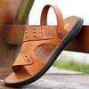 Сандалии мужские летние уличные пляжные туфли для мужчин среднего и пожилого возраста, крутые кожаные туфли для работы, из натуральной коровьей кожи, двойного назначения, мужские крутые шлепанцы