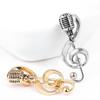 Creative Trend Gold Silver Microphone Brooches for Men and Women Fashion Personality Party Party Accessories Gifts