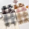 Thick Warm Plaid Scarf Women Winter Stylish Shawl With Tassels Soft Faux Cashmere Wrap