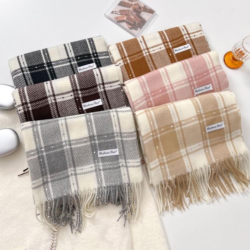 Thick Warm Plaid Scarf Women Winter Stylish Shawl With Tassels Soft Faux Cashmere Wrap