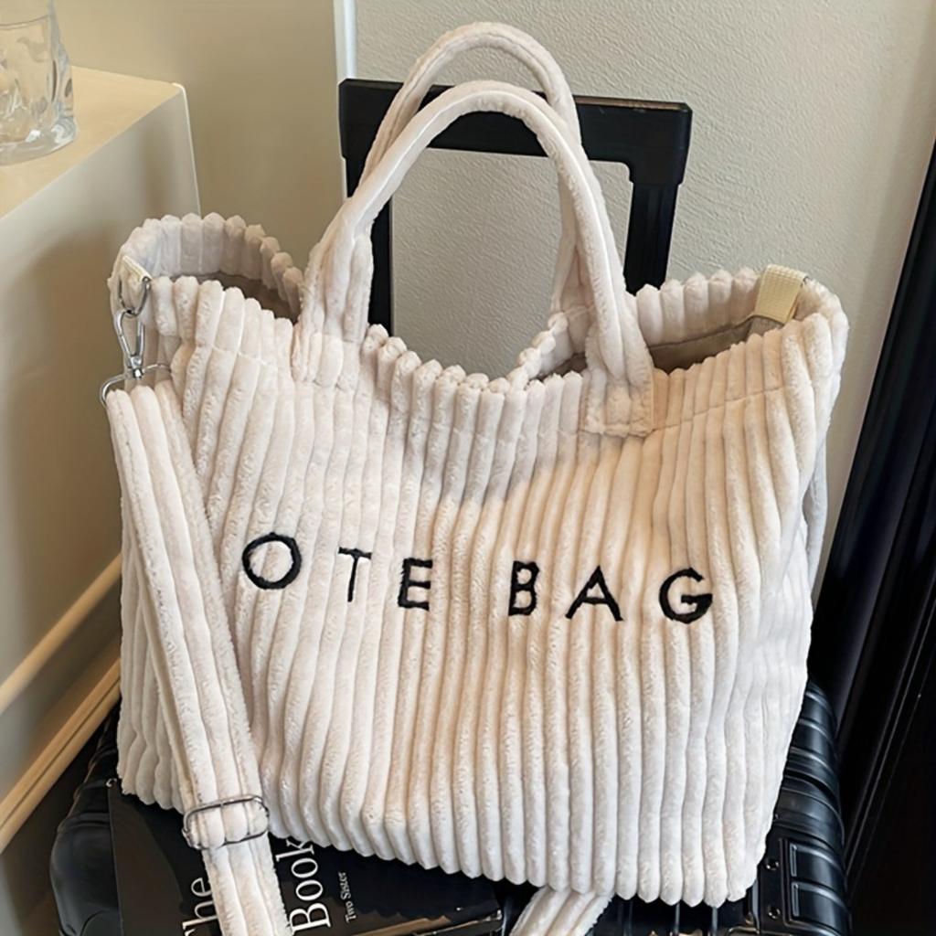 Вместительная сумка через плечо, Женская сумка через плечо, Популярная и универсальная женская сумка из полосатого бархата, Сумка-тоут для переноски писем