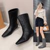 Осень-зима 2025 новые ретро рыцарские плетеные модные ботинки универсальные женские ботинки британские ботфорты тонкие ботинки