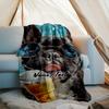 1PC Custom Name Frenchie Ice Cream Fun outdooor Flannel blankets Throw Blanket All-Season Throw Gift Bedspread for Couch, Bed, Camping Holiday Birthda