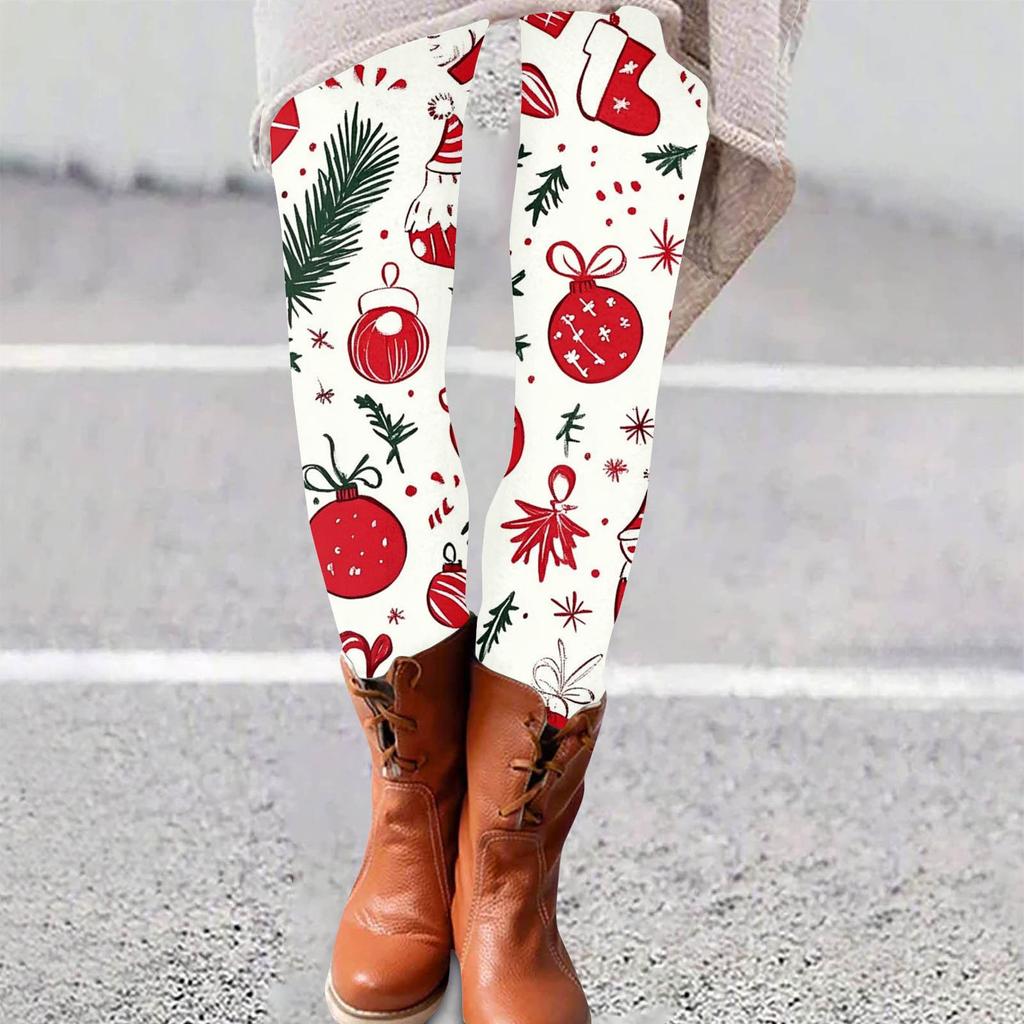 Женские брюки с рождественским принтом, эластичные, мягкие, повседневные, домашние, спальные брюки
