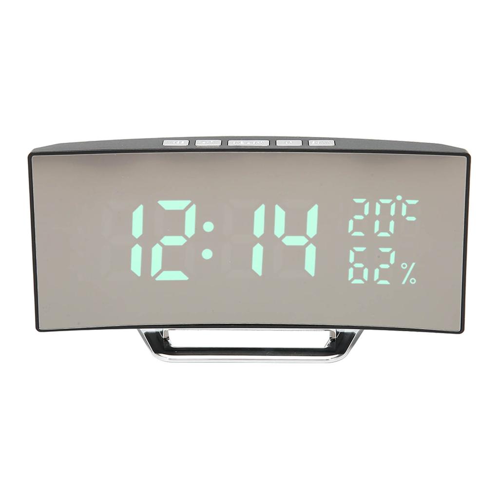 Digital Alarm Clock 1224H Display Mode Smart Light Sensor Curved Screen Dimmable LED Clock for