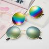 Classic Vintage Metal Round Shape Frame Colored Lenses Sunglasses Unisex Trendy Uv Protection Reflective Sunglasses