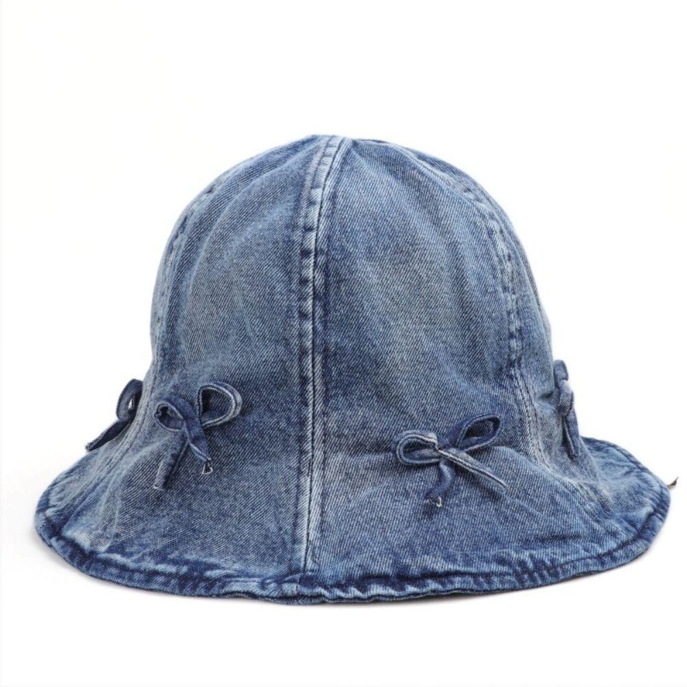 Джинсовые шляпы-ведерки с бантом, корейские кепки-бассейны для мужчин, модная солнцезащитная шляпа для путешествий