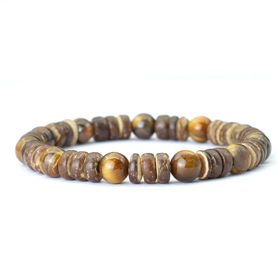 Винтажный стиль ручной работы браслет из бисера для мужчин натуральный черный желчный камень деревянные бусины нити мужской подарок ювелирные изделия