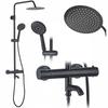 Zestaw natryskowo-wannowy lungo czarny termostat sku rea-p4113