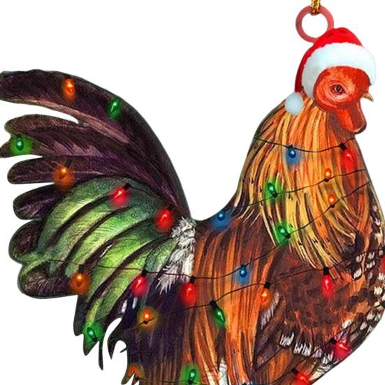 6 шт./компл. Рождественская шапка, украшение в виде цыпленка, акриловая шапка Санты, петух, елка, подвесное украшение для праздничной вечеринки, автомобиль