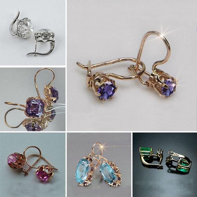 Темпераментные циркониевые серьги, Рубиновые цветы, Многослойная ретро-простота, Серьги-кольца