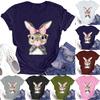 Women's Fashion Round Neck Short Sleeve T-Shirt Easter Printed Casual Top