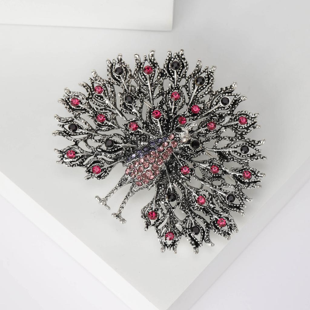 Mulitcolor Rhinestone Peacock Brooches Pins for Women Badge Jewelry Accessories