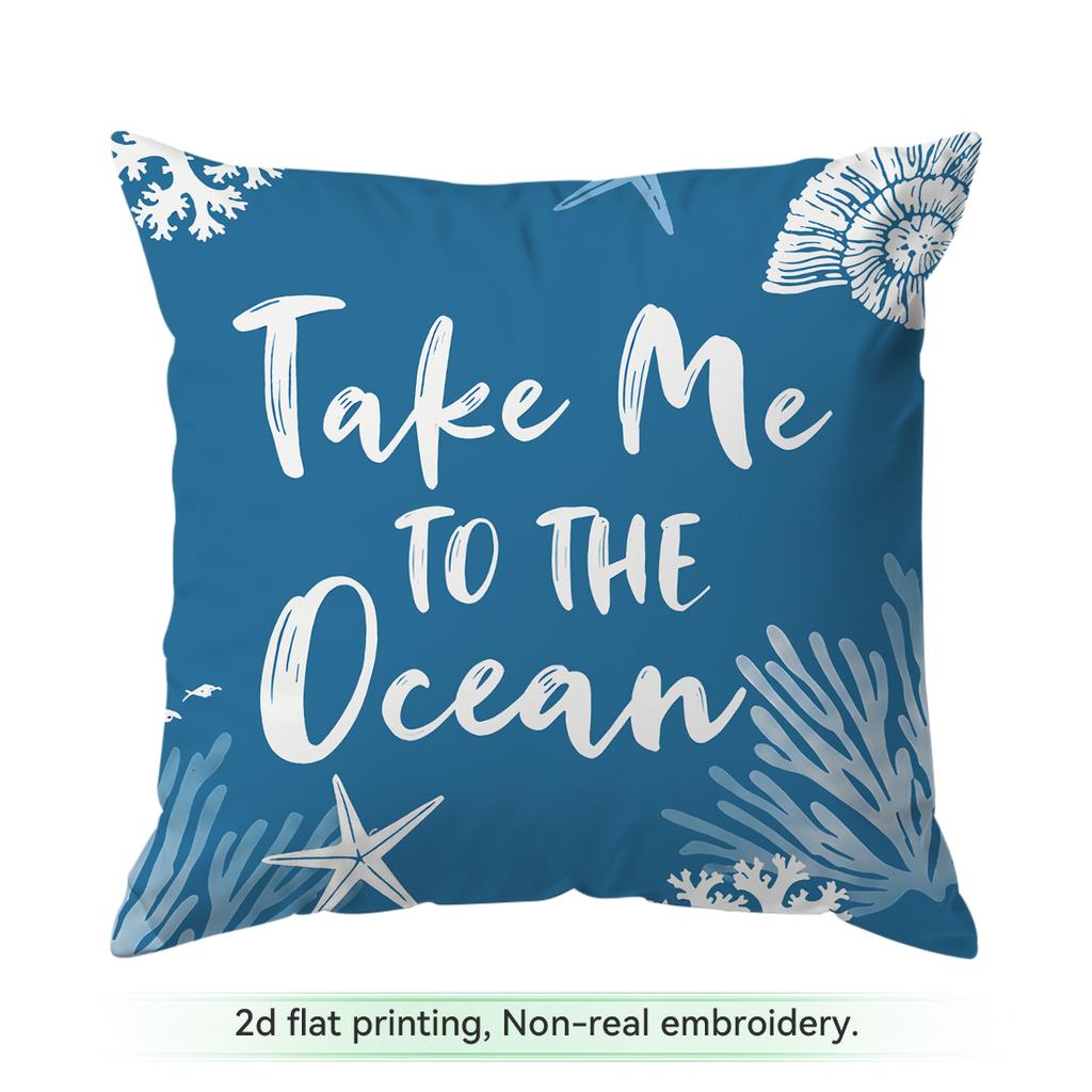 Pcs Deep Blue Ocean Turtle Seahorse Pattern Singlesided Printed Cushion Coversuitable For Living Roombedroomcar Decoration