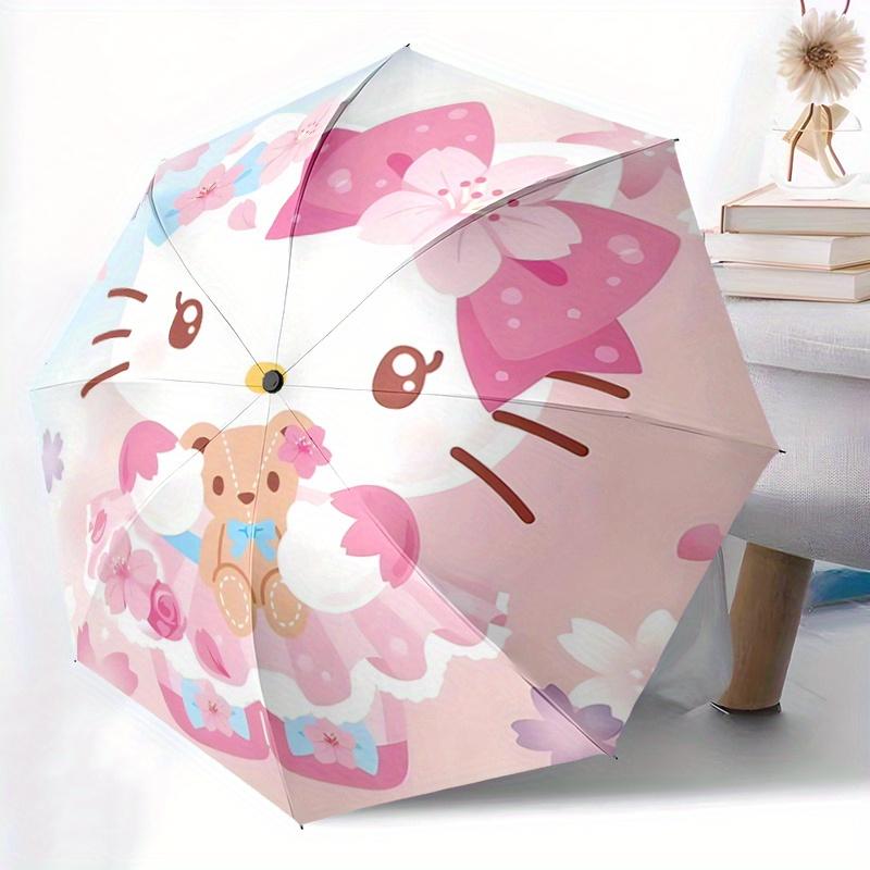 1 шт. Автоматический зонт Sanrio Hello Kitty и с цветочным узором - модный и красивый, портативный 3-складной зонт, подходит для путешествий и на каждый день