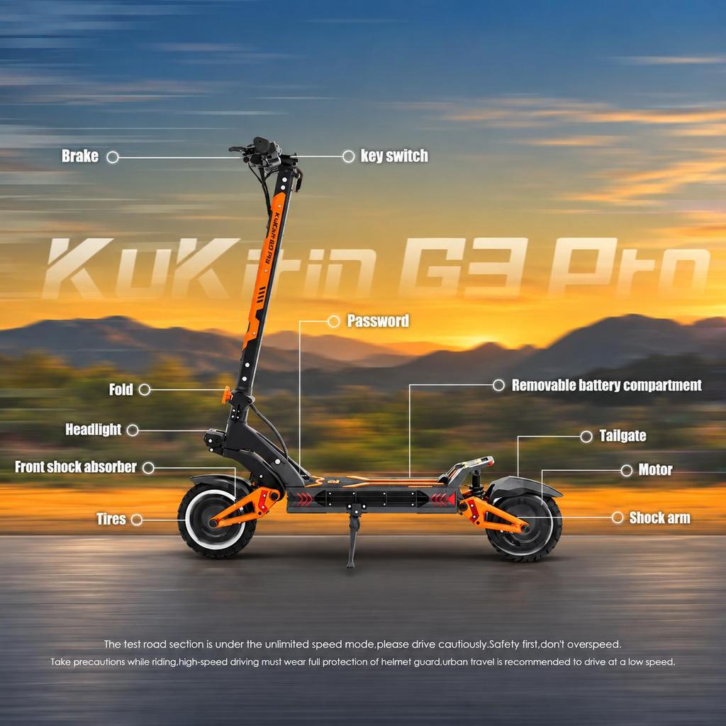 Горячая Распродажа Электросамокат KuKirin G3 Pro 2400 Вт Мотор 52 В 23,2 Ач Батарея 80 км Запас Хода 65 км/ч Макс. Скорость Электросамокат 10 Дюймов