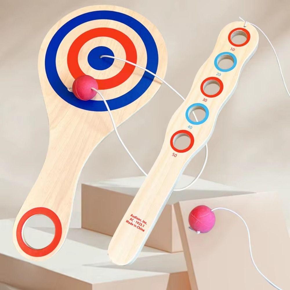 Wooden Paddle Wooden Paddle Ball Game Red Ball Rebound Ball Game Interactive Toy