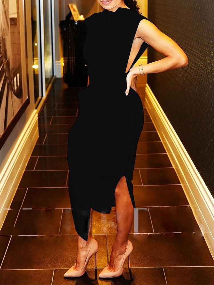 Летнее европейское и американское женское облегающее платье без рукавов с нестандартной линией бедер 2020 года