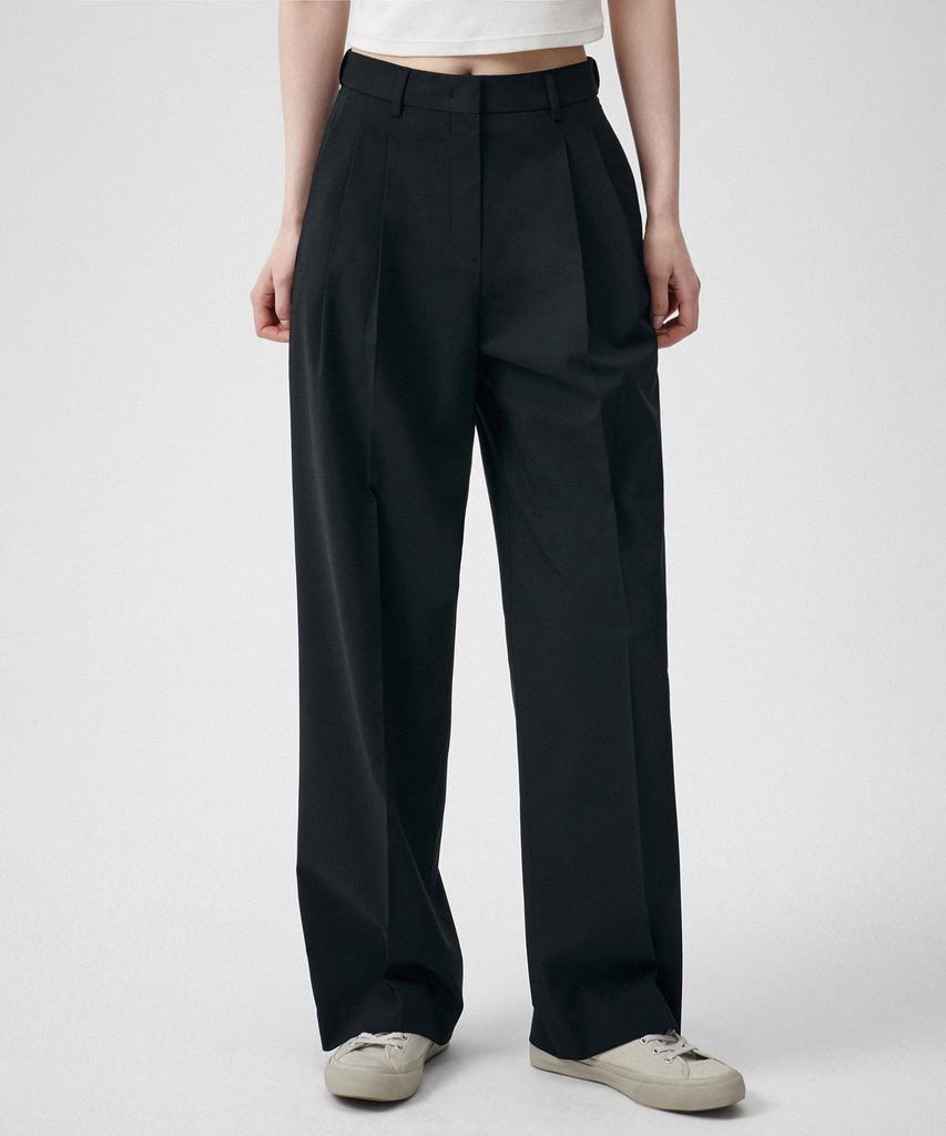 MUSINSA STANDARD WOMAN [Cooltandard] Women'S Semi-Balloon Hidden Banding Slacks [Black]