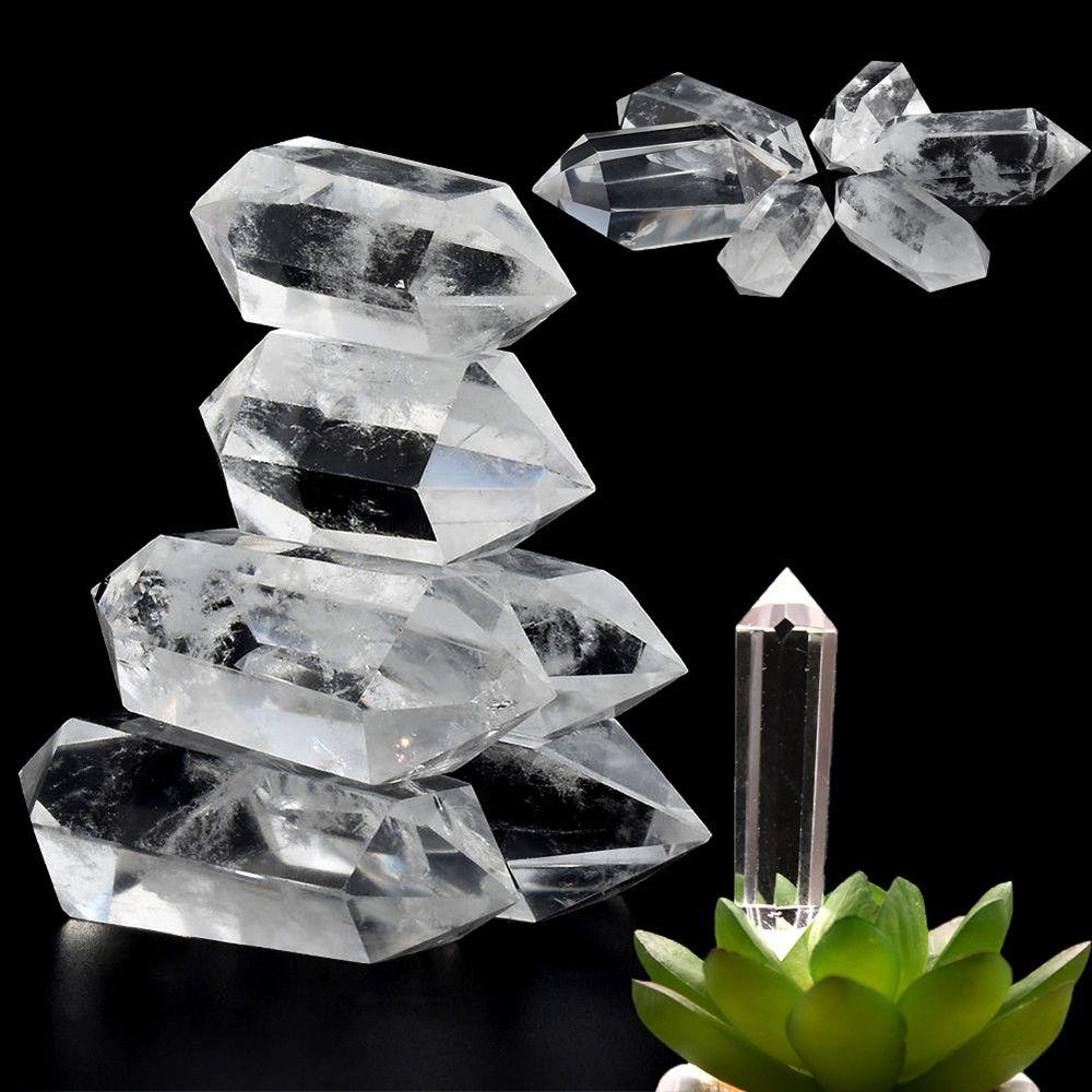 Healing Stone Reiki Treatment Hexagonal Wand Clear Crystal Obelisk White Quartz Double-pointed